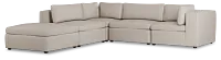 Destin Sutton Beige Fabric 5pc Bumper Sectional
