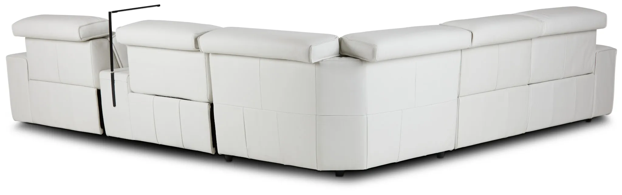 Carmelo White Leather Medium Triple Power 2-arm Sectional