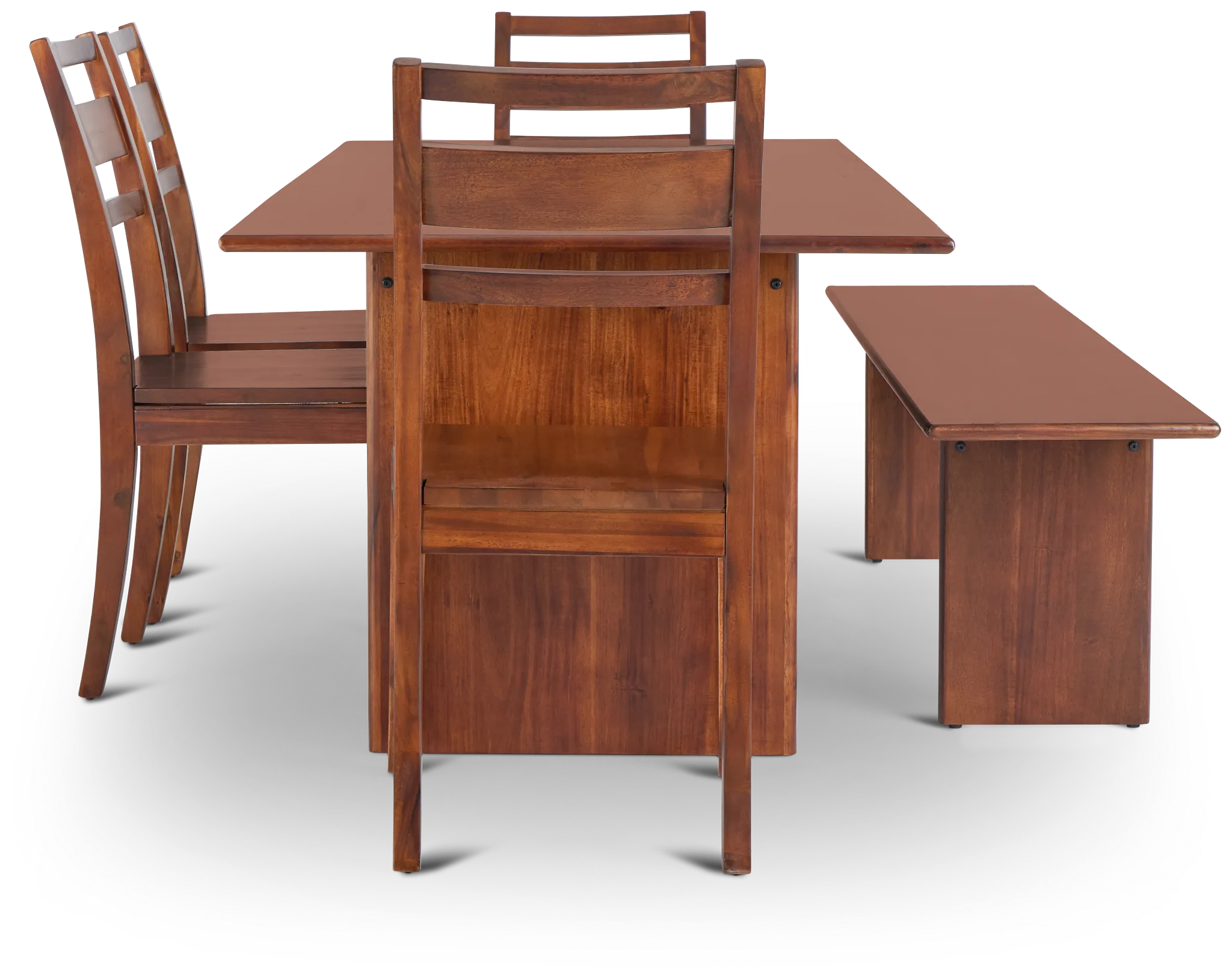 Bowery Dark Tone Rect Table, 4 Chairs & Bench