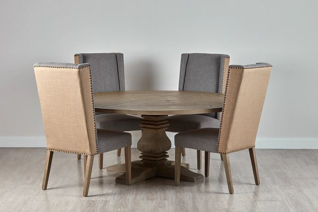 Hadlow Gray 72" Table & 4 Upholstered Chairs