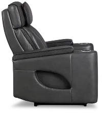 Nova Dark Gray Lthr/vinyl Power Recliner W/ Massage