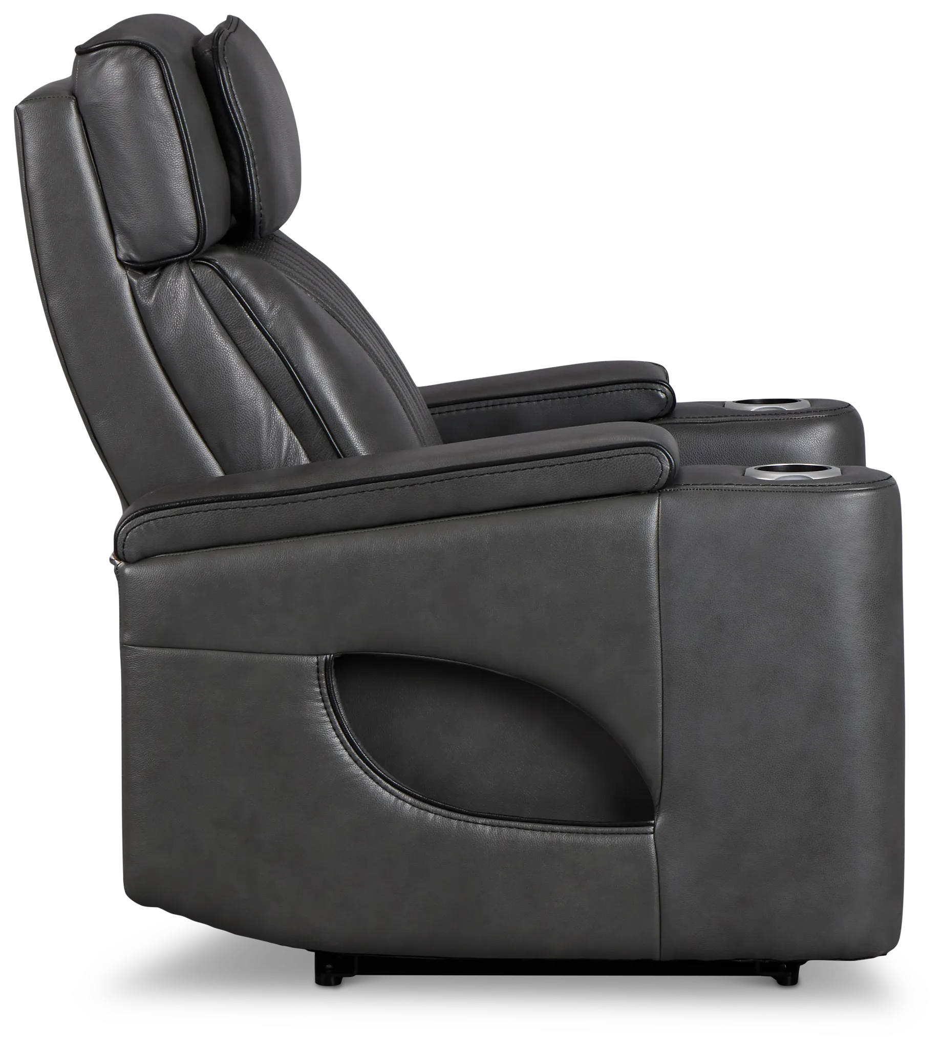 Nova Dark Gray Lthr/vinyl Power Recliner W/ Massage