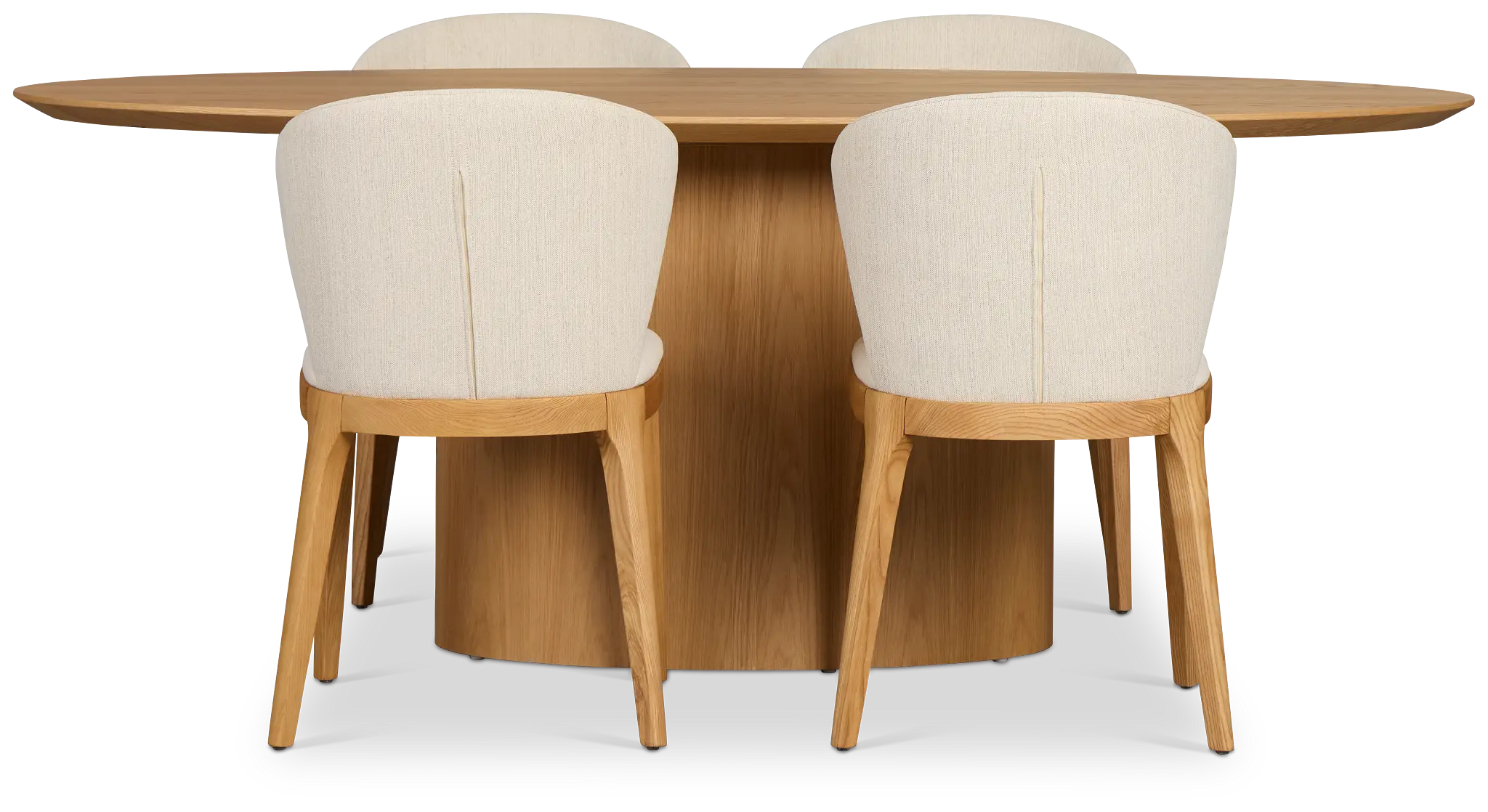 Nomad Light Tone 78" Oval Table & 4 Light Beige Chairs W/light Tone Leg Nomad Light Tone 78" Oval Table & 4 Light Beige Chairs W/light Tone Leg