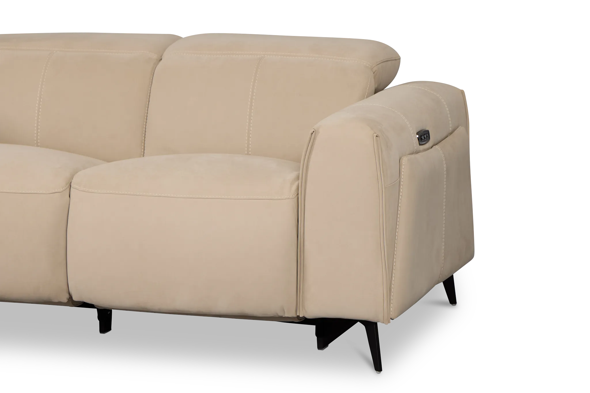 Reyna Beige Micro Power Reclining Sofa