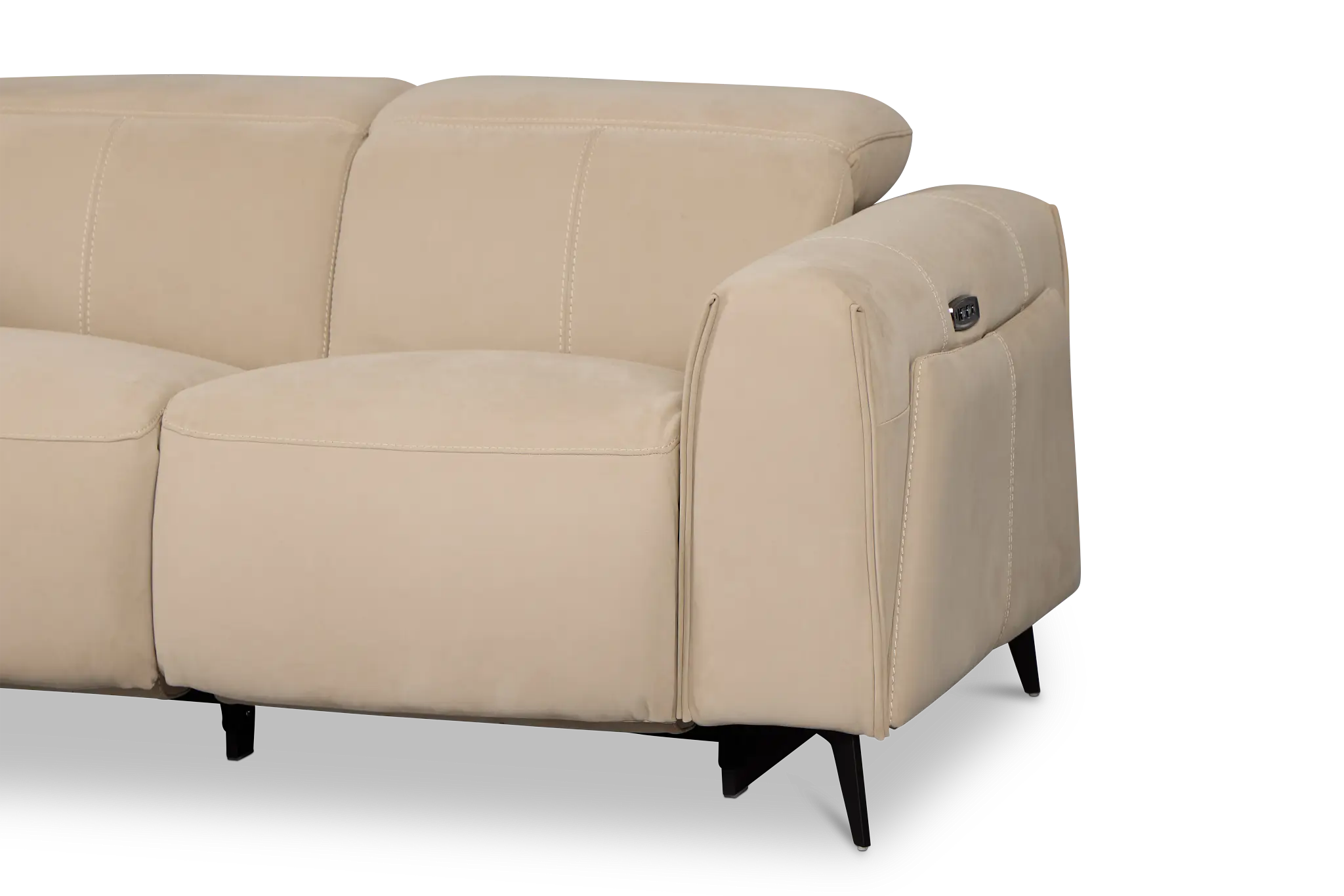 Reyna Beige Micro Power Reclining Sofa Reyna Beige Micro Power Reclining Sofa
