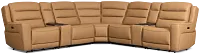 Wilder Brown Leather Large Dual Power Sectional with Refrigerated Console