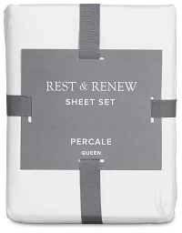 Rest & Renew Percale Cotton White 200 Thread Sheet Set