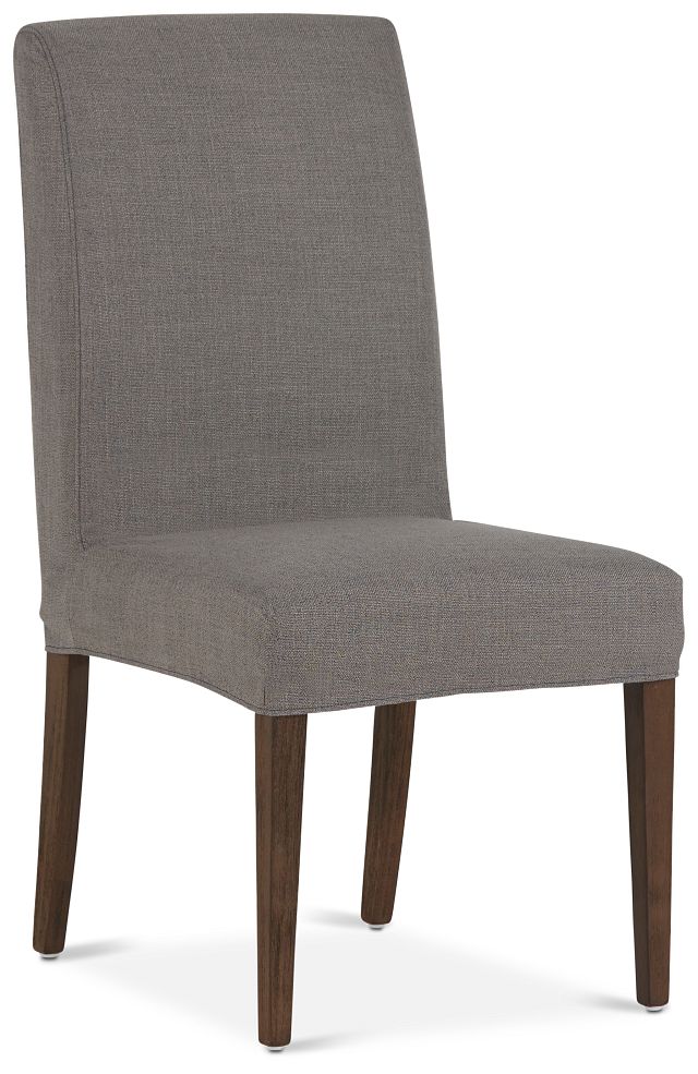 Harbor Dark Gray Short Slipcover Chair With Medium-tone Leg