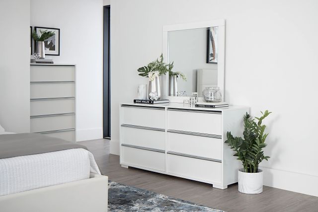 Doral White Dresser & Mirror