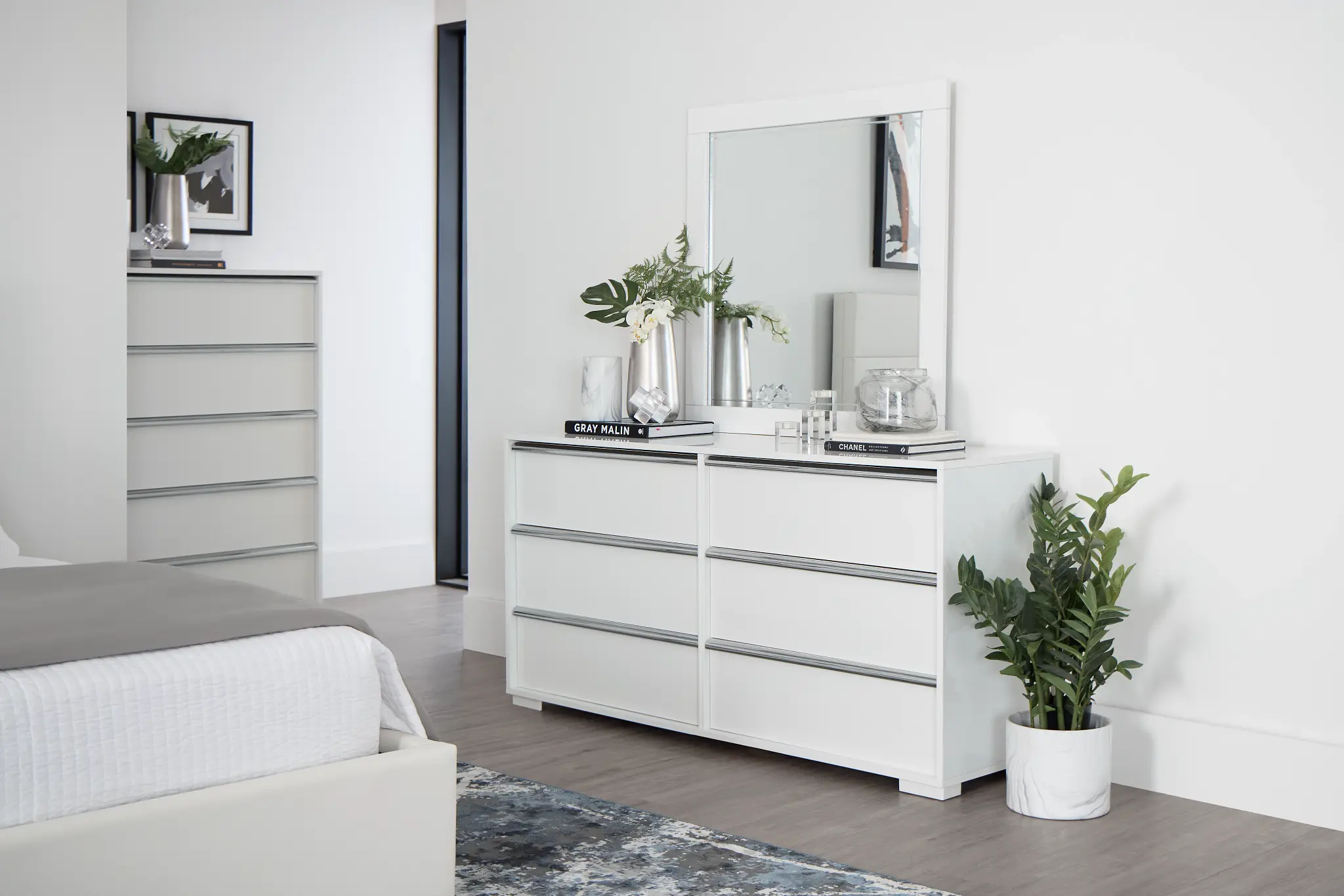 Doral White Dresser & Mirror Doral White Dresser & Mirror