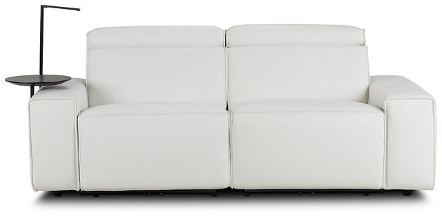 Carmelo White Leather Power Reclining Sofa With Left Table (1)