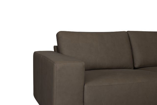 Kellan Dark Gray Leather Small Two-arm Sectional