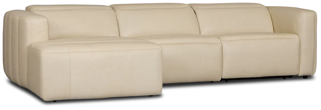 Jace Ivory Lthr/vinyl Left Chaise Power Reclining Sectional