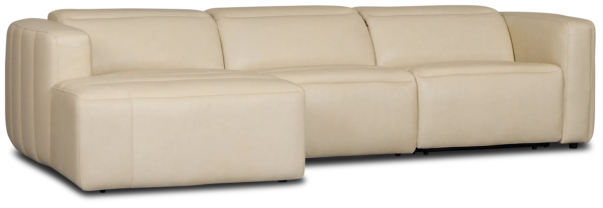 Jace Ivory Lthr/vinyl Left Chaise Power Reclining Sectional