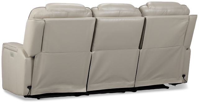 Eclipse Light Gray Lthr/vinyl Power Reclining Sofa W/ Massage