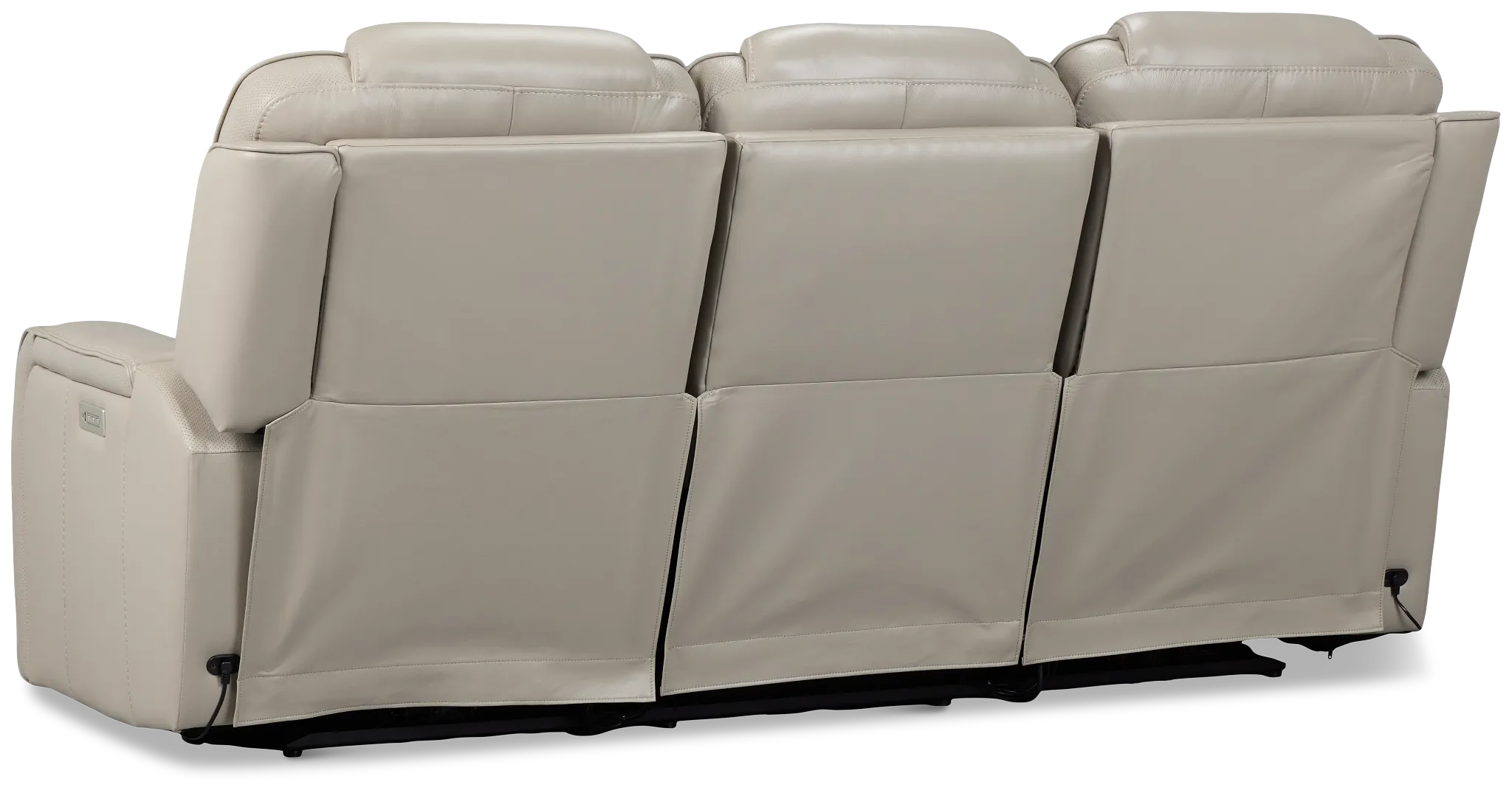 Eclipse Light Gray Lthr/vinyl Power Reclining Sofa W/ Massage