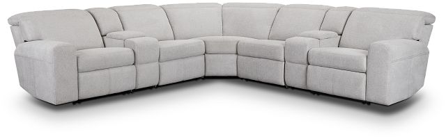Callum Light Gray Fabric Large Dual Manually Reclining Two-arm Sectional