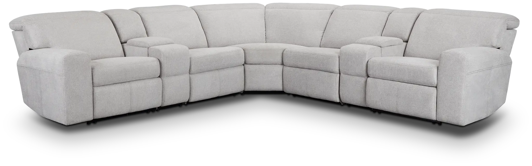 Callum Light Gray Fabric Large Dual Manually Reclining Two-arm Sectional Callum Light Gray Fabric Large Dual Manually Reclining Two-arm Sectional