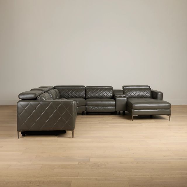 Ava Dark Gray Micro Large Dual Power Right Chaise Sectional