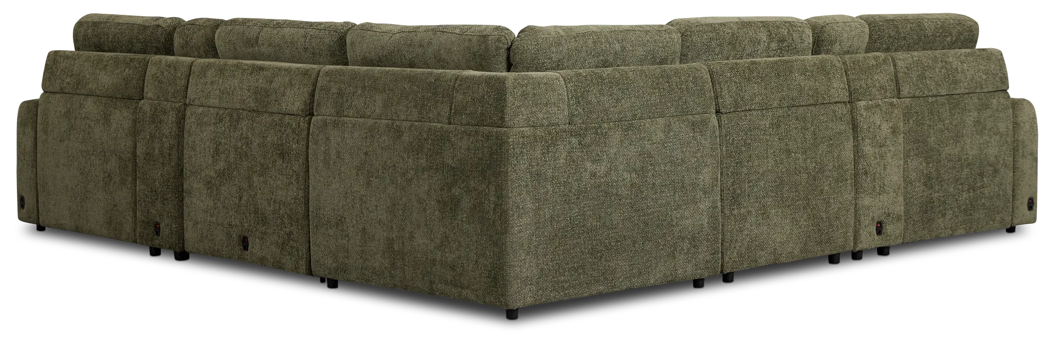 Hendrix Green Fabric Large Tri Power 2 Arm Extension Chaise Sectional