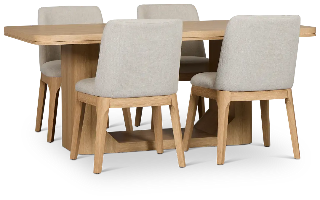 Emory Light Tone Rectangular Table & 4 Upholstered Chairs Emory Light Tone Rectangular Table & 4 Upholstered Chairs