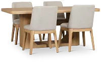 Emory Light Tone Rectangular Table & 4 Upholstered Chairs