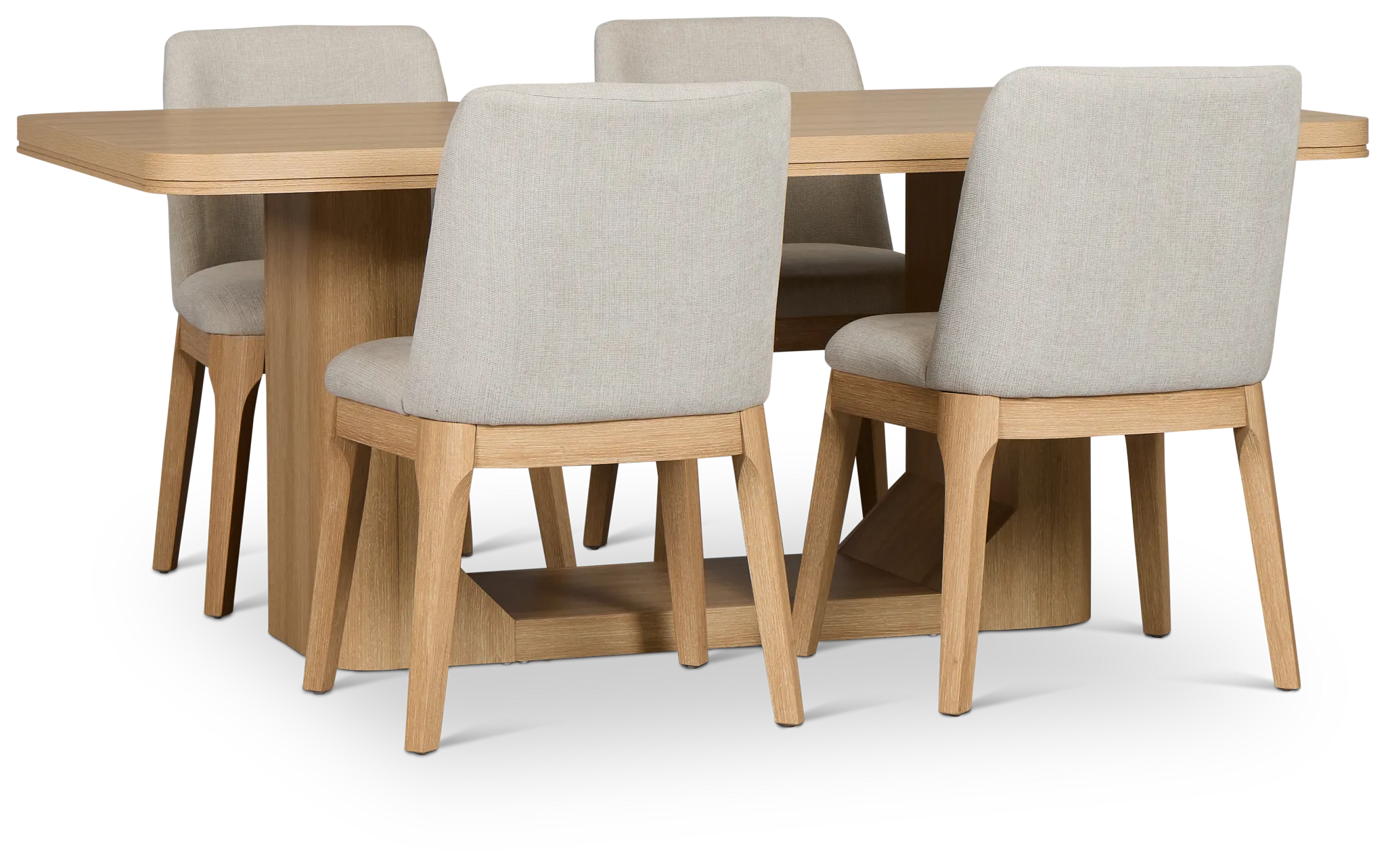 Emory Light Tone Rectangular Table & 4 Upholstered Chairs