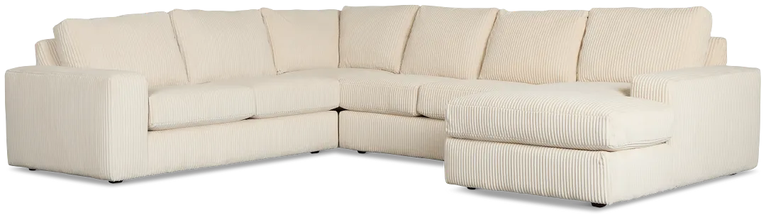 Charlie Ivory Fabric Medium Right Chaise Sectional