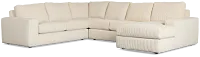 Charlie Ivory Fabric Medium Right Chaise Sectional