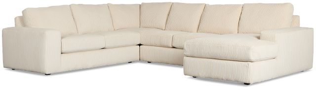 Charlie Ivory Fabric Medium Right Chaise Sectional