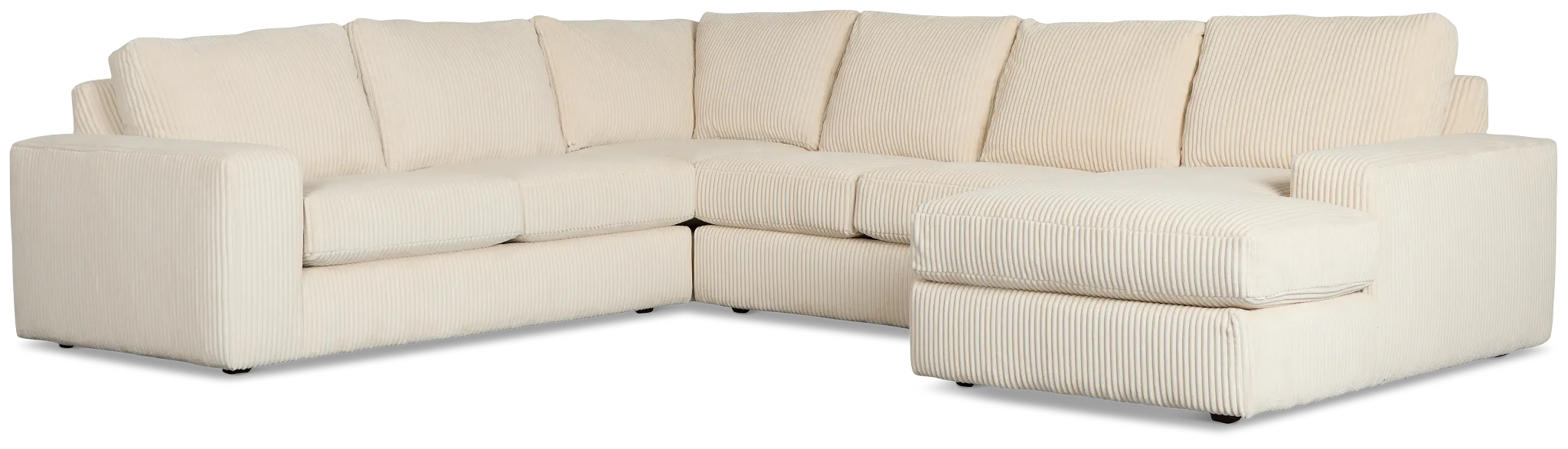 Charlie Ivory Fabric Medium Right Chaise Sectional