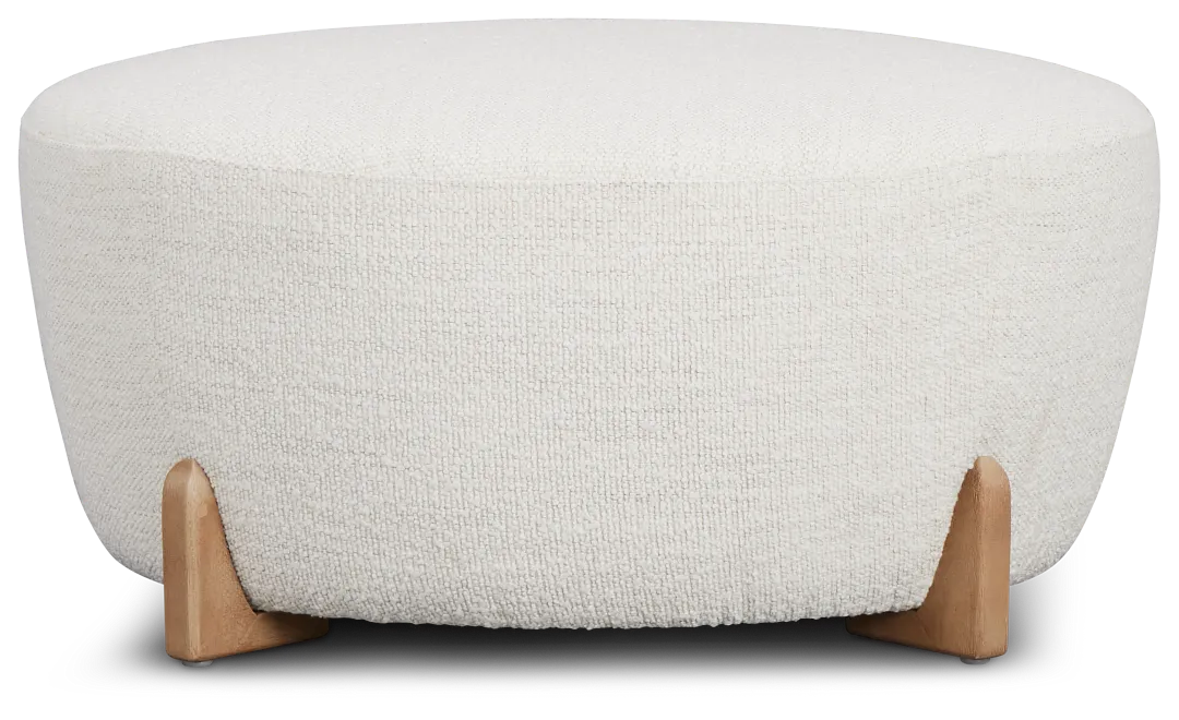 Lilah White Round Accent Ottoman