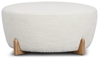 Lilah White Round Accent Ottoman