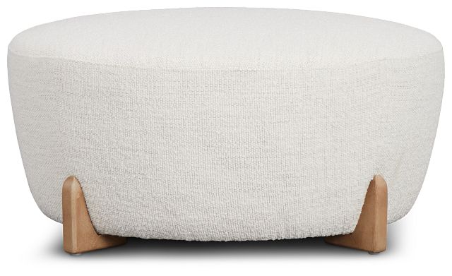 Lilah White Round Accent Ottoman