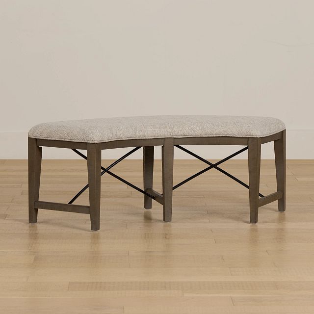Heron Cove Light Tone Curved Upholstered Dining Bench