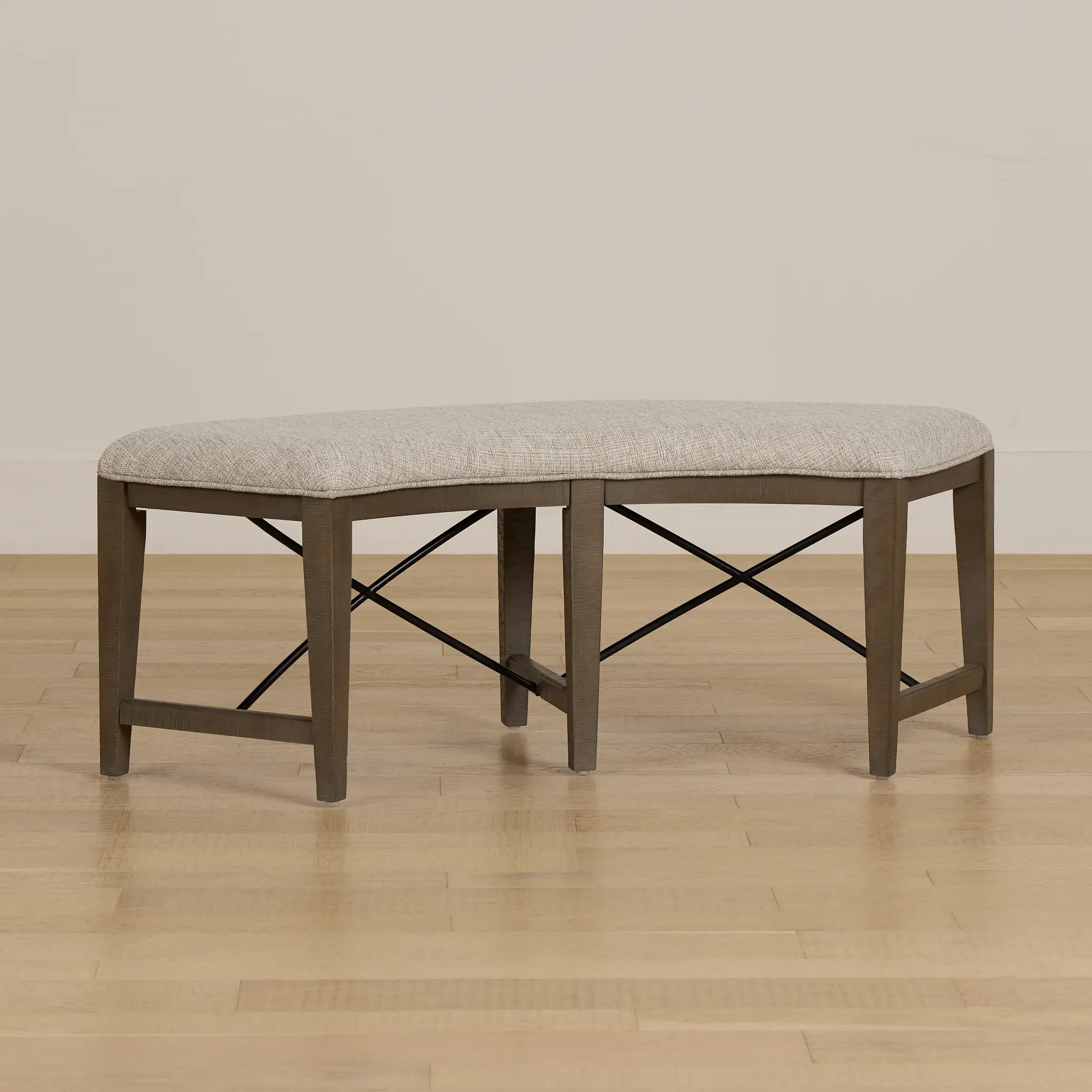 Heron Cove Light Tone Curved Upholstered Dining Bench Heron Cove Light Tone Curved Upholstered Dining Bench