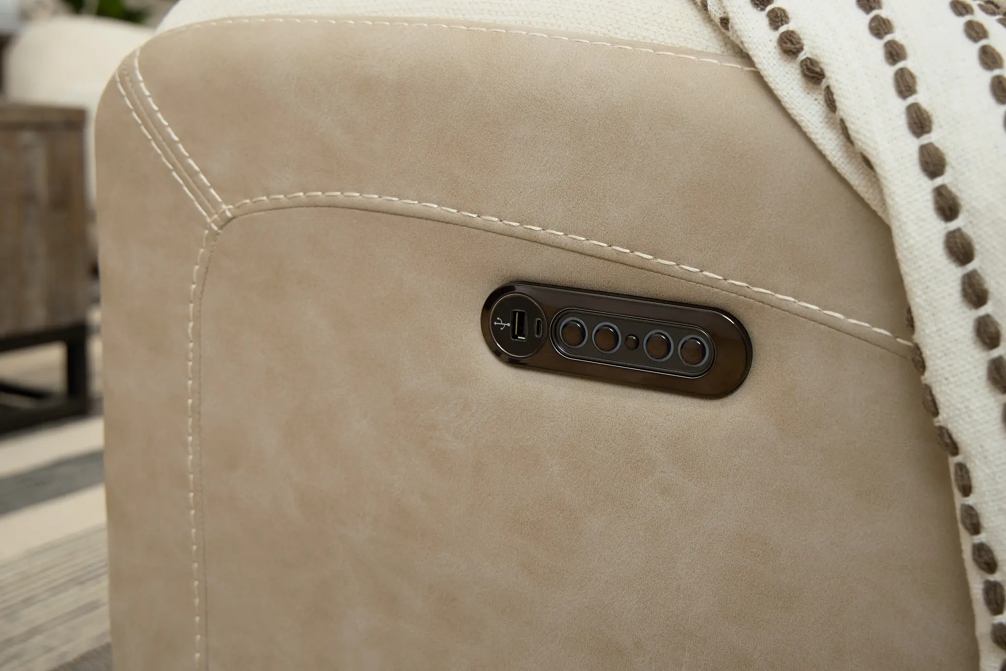 Travis Light Beige Fabric Small Two-arm Power Reclining Sectional Travis Light Beige Fabric Small Two-arm Power Reclining Sectional