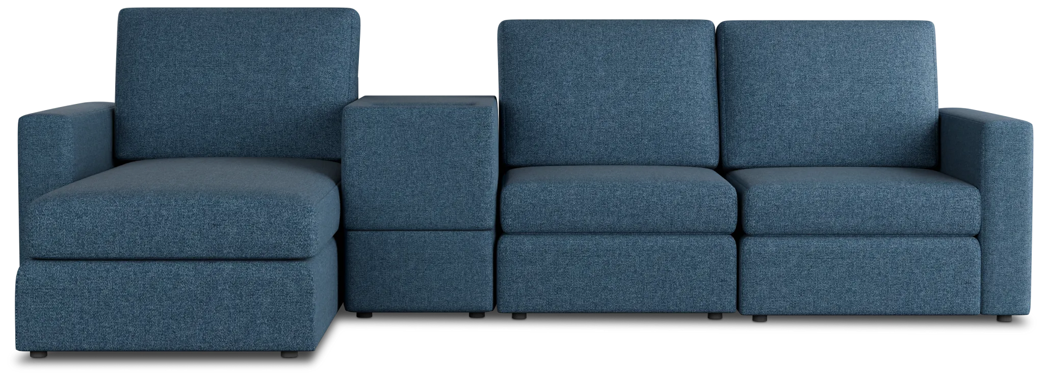 Citymod Blue Fabric Small Left Chaise Sectional With Media Console