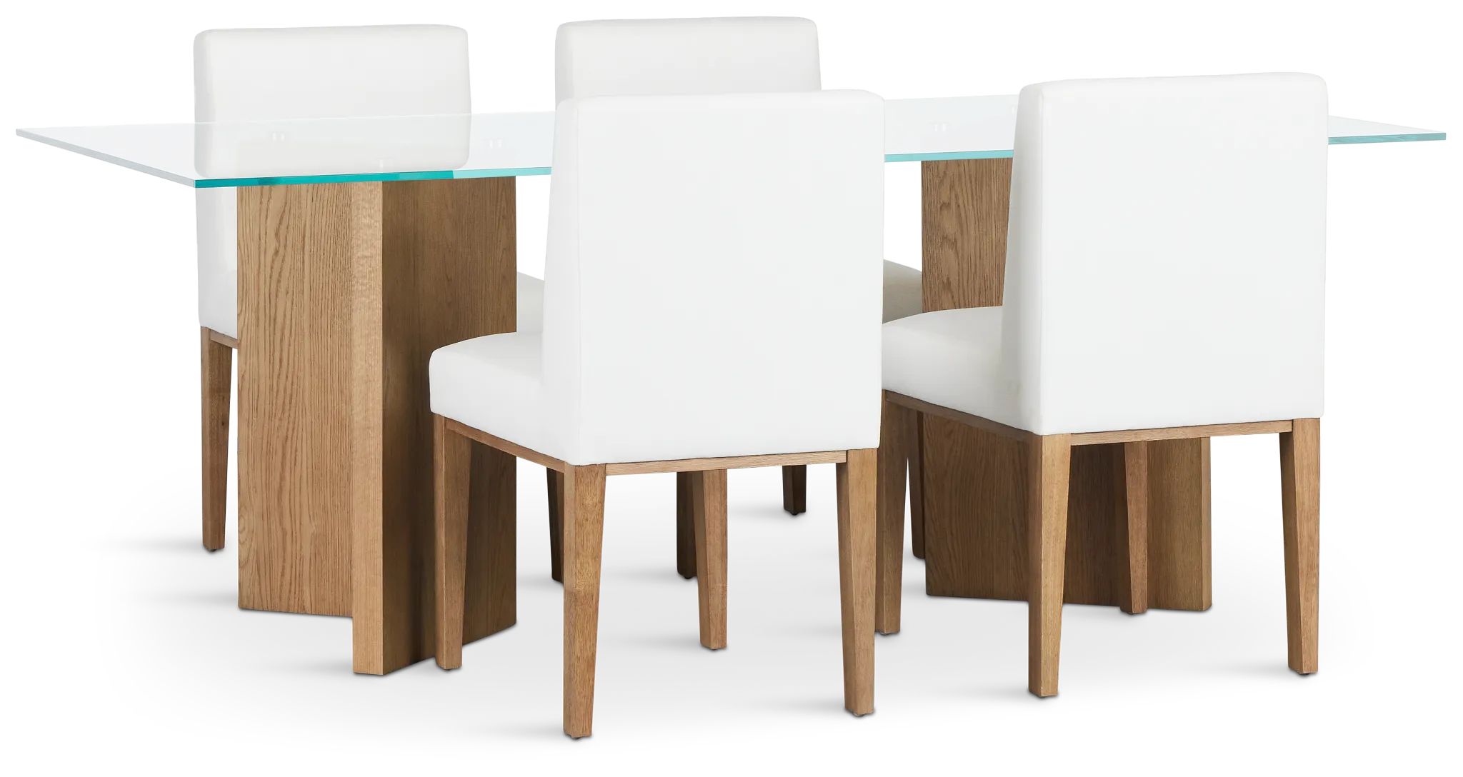 Haven Glass 80" Rectangular Table & 4 Upholstered Chairs