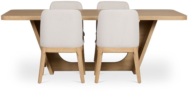 Lyndie Light Tone Rect Table & 4 Upholstered Chairs