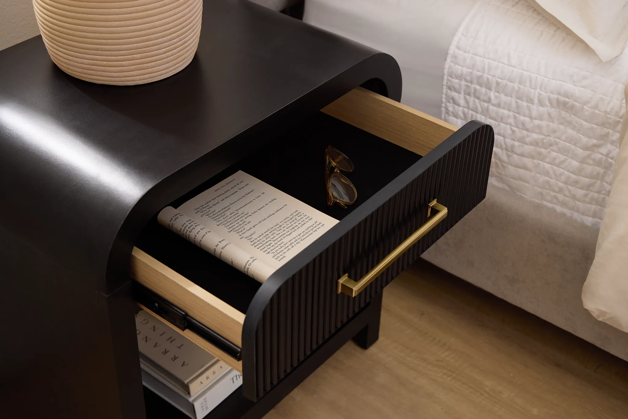 Lyndie Black 1-drawer Nightstand