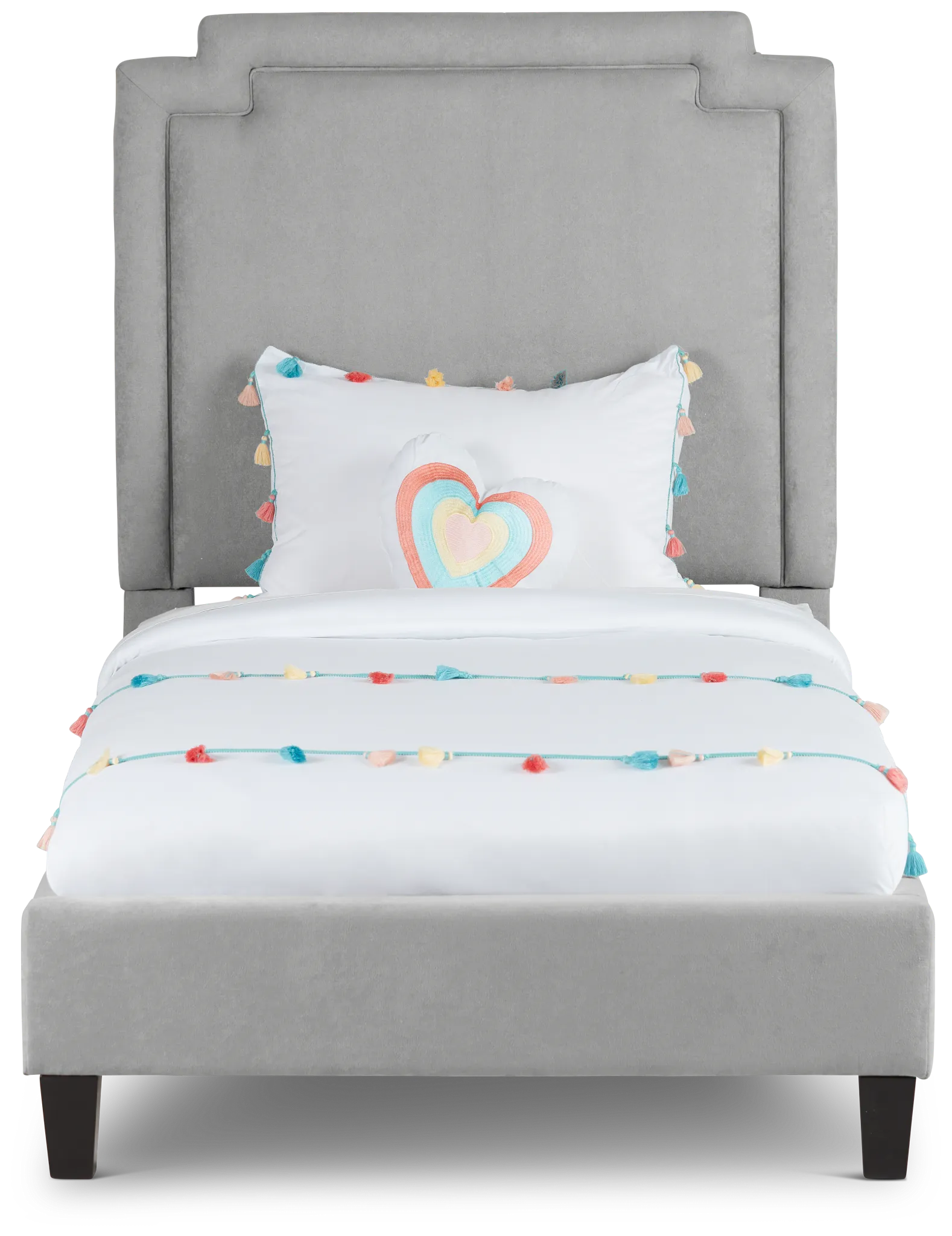 Whitney Light Gray Uph Platform Bed