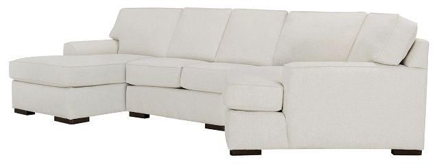 Austin White Fabric Left Facing Chaise Cuddler Sectional