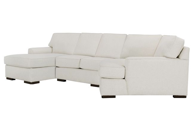 Austin White Fabric Left Facing Chaise Cuddler Sectional