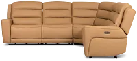 Wilder Brown Leather Small Triple Power Reclining Two-arm Sectional