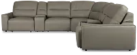 Rudy Gray Lthr/vinyl Large Tri Power 2 Arm Extension Chaise Sectional