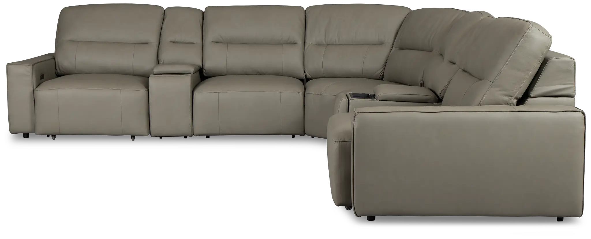 Rudy Gray Lthr/vinyl Large Tri Power 2 Arm Extension Chaise Sectional Rudy Gray Lthr/vinyl Large Tri Power 2 Arm Extension Chaise Sectional