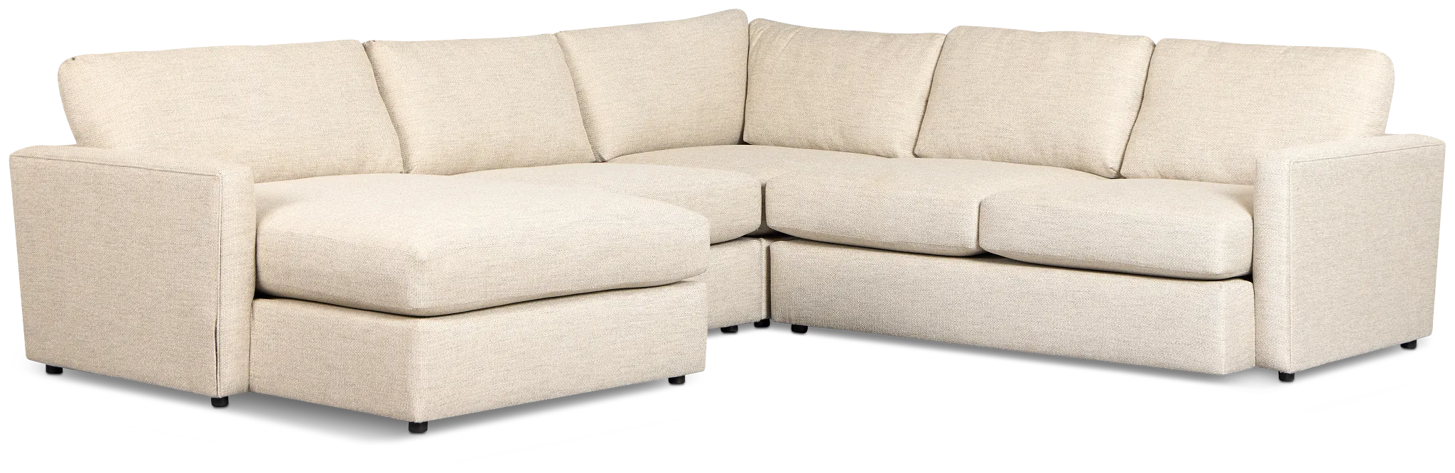 Maxwell Light Gray Fabric Medium Left Chaise Sectional