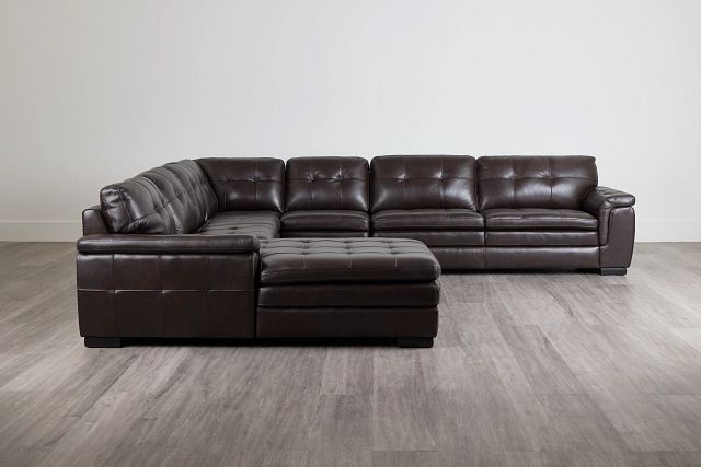 Braden Dark Brown Leather Large Left Chaise Sectional