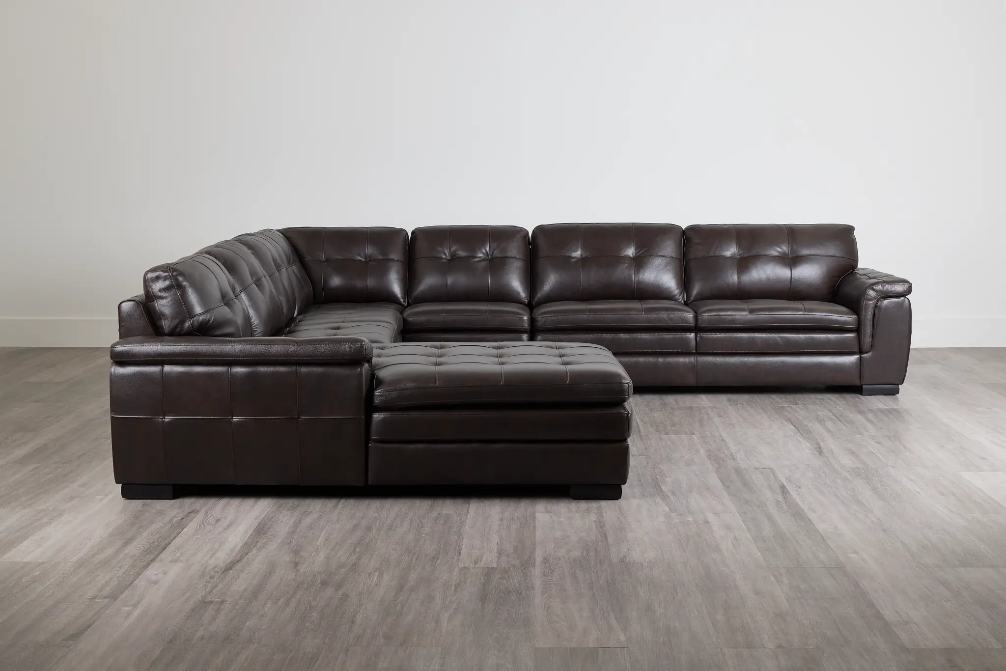 Braden Dark Brown Leather Large Left Chaise Sectional Braden Dark Brown Leather Large Left Chaise Sectional